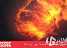 震撼粒子燃烧特效标志演绎片头AE模板 Videohive Burning Logo Reveal