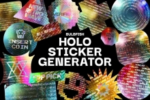 PSD模板-全息贴纸不干胶镭射渐变生成器PS样机模板 Holo Sticker Generator
