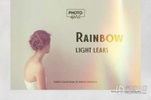 60张彩虹光镜头光效照片叠加合成素材+PS动作 Rainbow Light Leaks Overlays