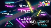 FCPX插件-8组动感霓虹灯荧光棒文字标题动画 Neon Lights Titles