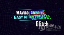 闪屏抽象动画Glitch故障LOGO游戏片头标志AE模板下载 Glitch Logo Reveal