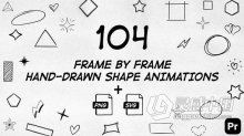 104个手绘逐帧形状动画元素包PR模板 104 Frame By Frame Animated Shapes Pack