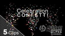 5种庆祝活动庆典五彩纸屑爆炸喷射动画效果带Alpha透明视频素材 Confetti Explosions