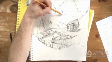 初学者传统绘画素描草图透视绘制技巧过程视频教程