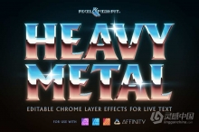 【Affinity样式】重金属镀铬图层样式和渐变贴图预设套件Affinity样式 Heavy Metal Chrome Layer Styles