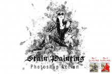 水墨污点绘画Photoshop动作 Stain Painting Photoshop Action 附视频教程