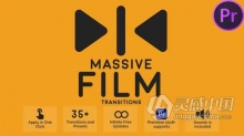 PR模板-35+复古胶片故障动画电影转场过渡动画效果 Massive Film Transitions