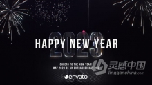AE模板-2023新一年倒计时开幕3D水晶数字动画开场视频AE模板下载