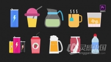 PR模板-10个饮料动画图标能量饮料奶昔果汁茶等 Drinks Animated Icons