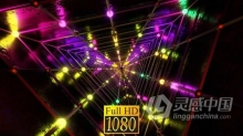 三角形霓虹灯隧道场景循环动画动态VJ背景视频素材 Festive Neon Tunnel HD