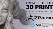 Zbrush教程 Zbrush从概念草图到3D打印雕塑工作流程视频教程