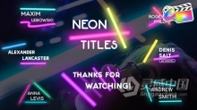 第四套8组动感霓虹灯荧光棒文字标题动画FCPX插件 Neon Light Titles 4