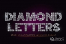 62个闪光钻石组合排列字母数字符号创意设计PNG图片素材 Diamond Letters