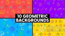 AE模板-10个五彩几何图形背景动画AE模板下载 Geometric Backgrounds