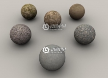 六款石头纹理C4D材质球 Concreted C4D材质