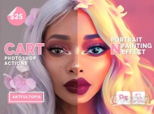 一键卡通人像绘画效果PS动作 Cartoon Portrait Painting Effect 附视频教程