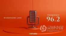 麦克风标志LOGO广播频道音频工作室介绍片头AE模板下载 Microphone Logo