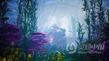 视频素材 海洋水下场景珊瑚海洋植物周围鱼类游动无缝循环动画背景视频素材下载