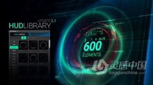 AE模板脚本 HUD Library超过600个元素高科技全息UI模块化图形动画 AE工程 AE文件