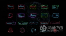 FCPX插件 HUD Interface 20组现代未来科技界面发光文字标题视频字幕