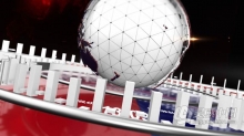 4K简洁动态影像剪辑红色地球仪世界地图3D HUd显示背景新闻片头视频素材