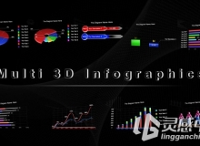 三维统计信息图表展示动画AE模板 Videohive Multi 3D Infographics