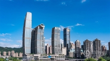 实拍视频素材-重庆城市地标来福士摩天大楼蓝天白云延时实拍视频