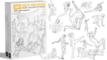 300个人体姿势动作剖析艺术线条素描绘画PS笔刷 300 Help Brushes Vol.2 Study