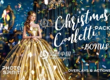 高清婚礼五彩纸屑光斑光效叠加合成素材-附PS动作 Confetti Overlay Effect