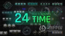 24种HUD时钟元素时间显示界面信息图AE模板下载 HUD Elements Time