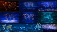 AE模板-世界地图循环数字全息图新闻广播时事纪录片社会研究视频背景AE模板下载